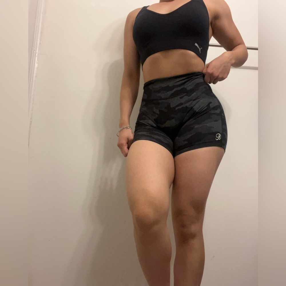 Bombshell Sportswear Black Camo Athletic Shorts